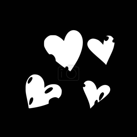 Coeurs - illustration vectorielle en noir et blanc