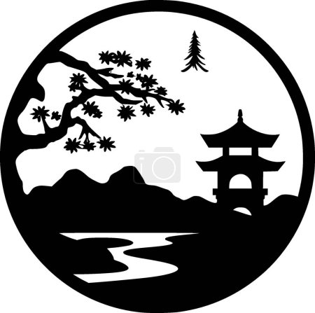 Japan - minimalist and flat logo - vector illustration
