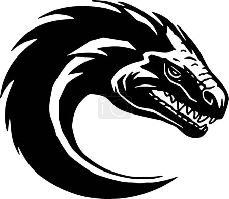Komodo-Drache - Schwarz-Weiß-Ikone - Vektorillustration