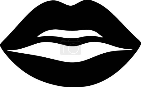 Lippen - schwarz-weißes Icon - Vektorillustration