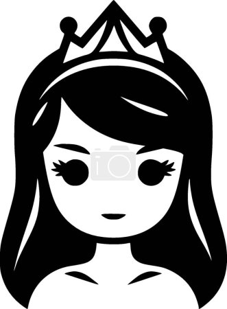 Princesa - icono aislado en blanco y negro - ilustración vectorial