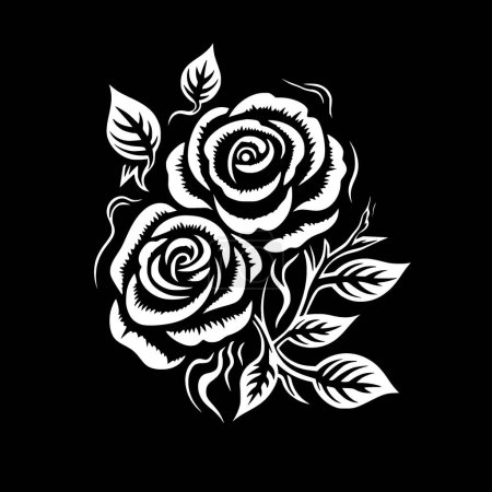 Rosen - schwarz-weißes Icon - Vektorillustration