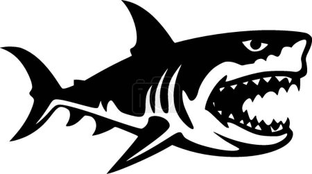 Ilustración de Tiburón - ilustración vectorial en blanco y negro - Imagen libre de derechos