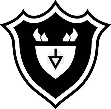 Ilustración de Escudo - icono aislado en blanco y negro - ilustración vectorial - Imagen libre de derechos