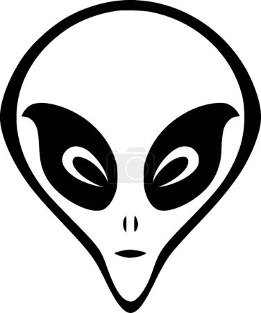 Illustration for Alien - black and white isolated icon - vector illustration - Royalty Free Image