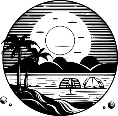 Ilustración de Fondo de playa - logo minimalista y plano - ilustración vectorial - Imagen libre de derechos