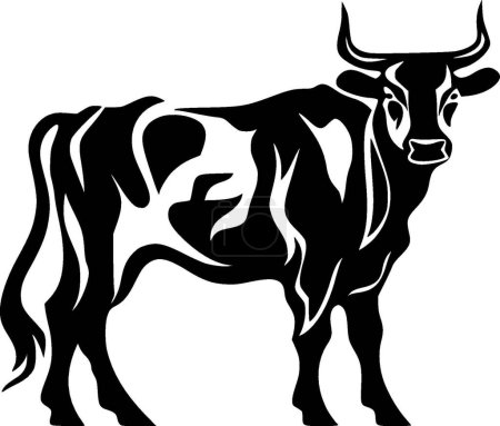 Bull - black and white isolated icon - vector illustration