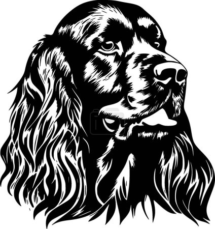 Cocker spaniel - icono aislado en blanco y negro - ilustración vectorial