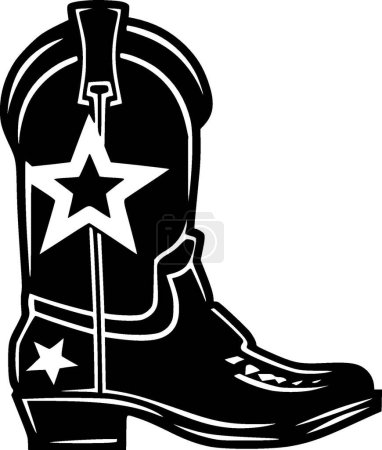 Illustration for Cowboy boot - black and white vector illustration - Royalty Free Image