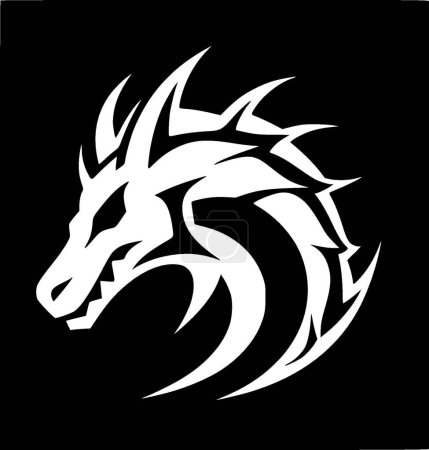 Dragon - black and white vector illustration
