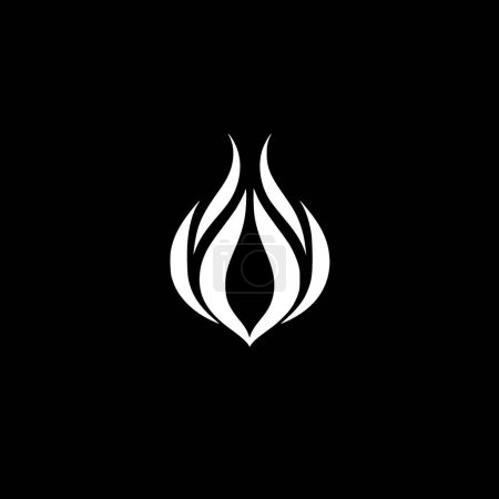 Fuego - ilustración vectorial en blanco y negro