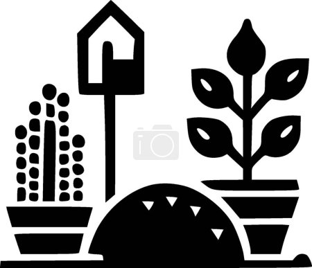 Gardening - black and white vector illustration