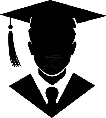 Illustration for Graduation - black and white vector illustration - Royalty Free Image