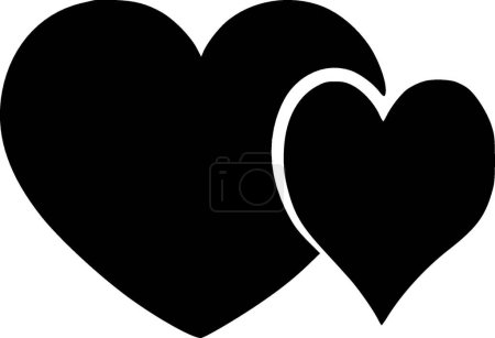 Corazones - icono aislado en blanco y negro - ilustración vectorial