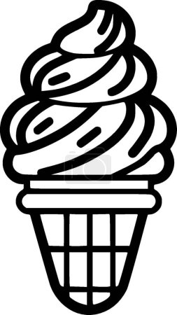 Illustration for Ice cream - black and white isolated icon - vector illustration - Royalty Free Image