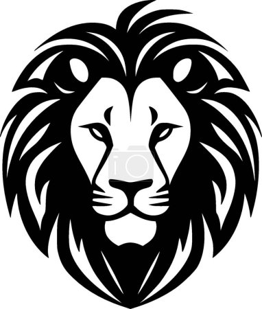 Lion - black and white vector illustration