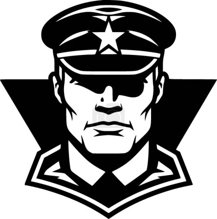 Militar - ilustración vectorial en blanco y negro