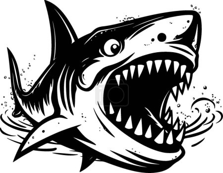 Shark - Isoliertes Schwarz-Weiß-Symbol - Vektorillustration