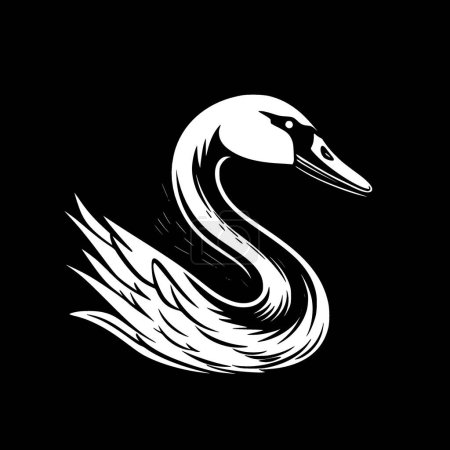 Ilustración de Cisne - ilustración vectorial en blanco y negro - Imagen libre de derechos