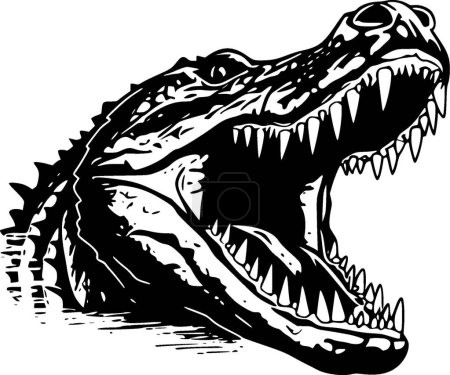 Téléchargez les illustrations : Alligator - illustration vectorielle noir et blanc - en licence libre de droit