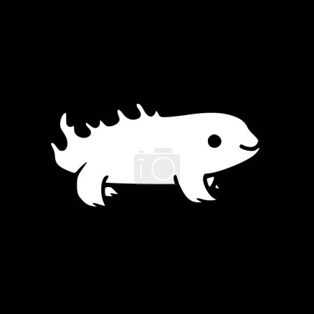 Axolotl - schwarz-weißes Icon - Vektorillustration