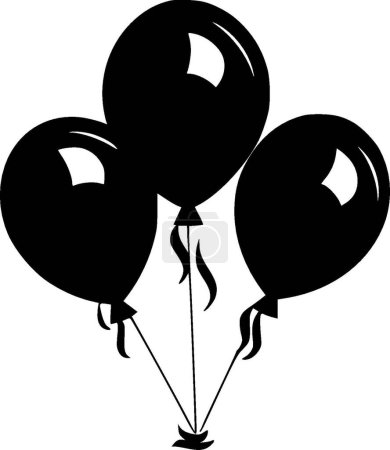 Illustration for Balloons - black and white vector illustration - Royalty Free Image