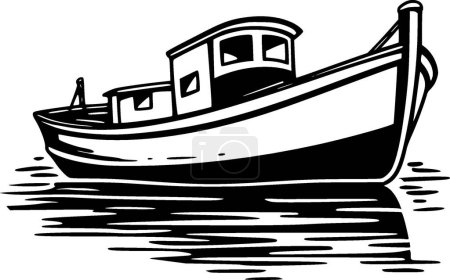 Boot - schwarz-weiße Vektorillustration