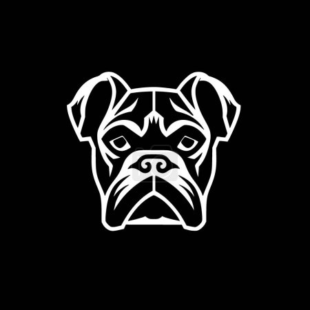 Illustration for Boxer dog - black and white vector illustration - Royalty Free Image