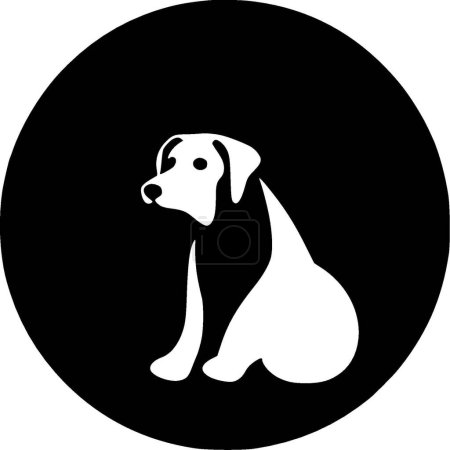 Chien - icône isolée en noir et blanc - illustration vectorielle