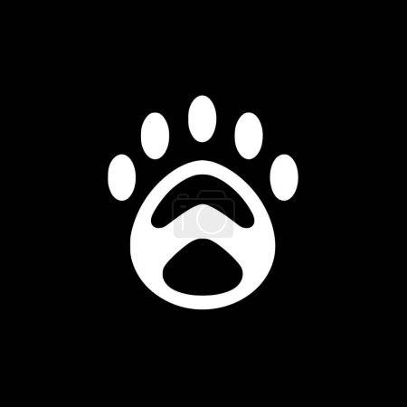 Illustration for Dog paw - black and white isolated icon - vector illustration - Royalty Free Image