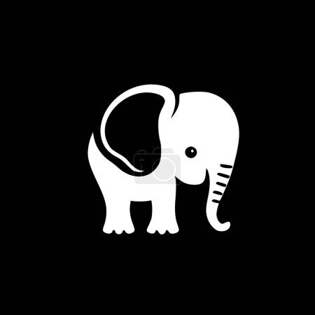 Éléphant - icône isolée en noir et blanc - illustration vectorielle