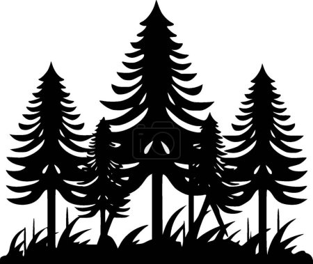 Forêt - icône isolée en noir et blanc - illustration vectorielle