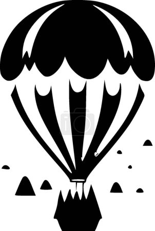 Heißluftballon - schwarz-weißes Icon - Vektorillustration
