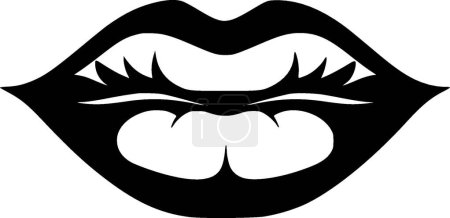 Lips - black and white isolated icon - vector illustration