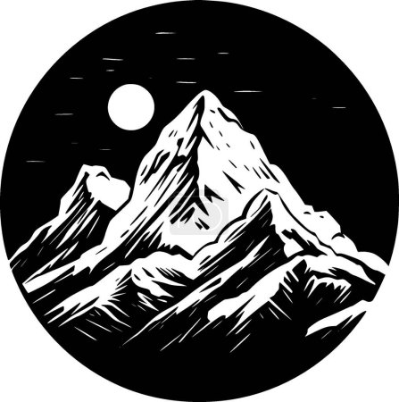 Berge - schwarz-weiße Vektorillustration