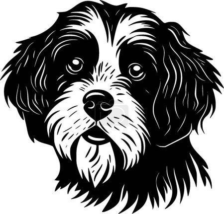 Illustration for Terrier - black and white isolated icon - vector illustration - Royalty Free Image