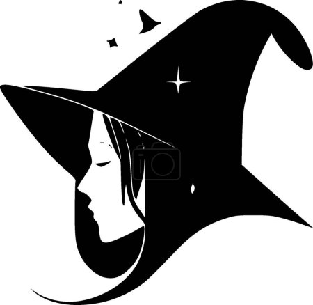 Illustration for Witch - black and white vector illustration - Royalty Free Image