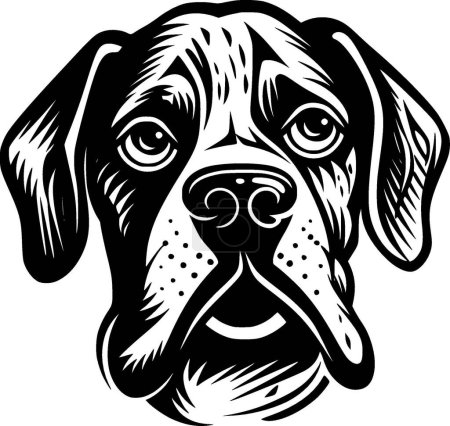 Boxer chien - icône isolée en noir et blanc - illustration vectorielle