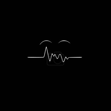 Téléchargez les illustrations : Heartbeat - illustration vectorielle en noir et blanc - en licence libre de droit