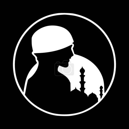 Islam - black and white isolated icon - vector illustration