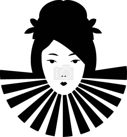 Japonais - illustration vectorielle en noir et blanc