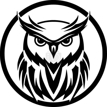Owl - black and white vector illustration