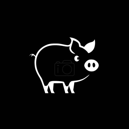 Téléchargez les illustrations : Cochon - logo plat et minimaliste - illustration vectorielle - en licence libre de droit