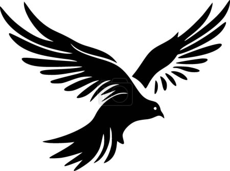 Pigeon - icône isolée en noir et blanc - illustration vectorielle