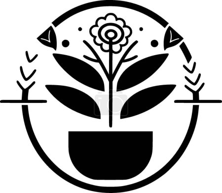 Plantes - illustration vectorielle en noir et blanc