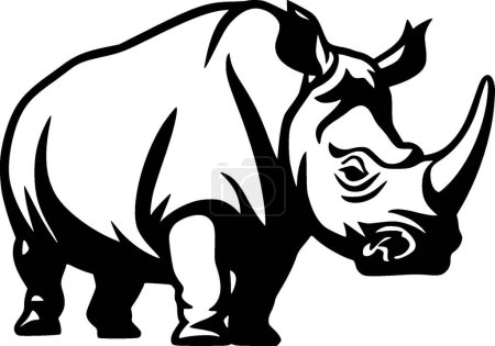 Rinoceronte - icono aislado en blanco y negro - ilustración vectorial