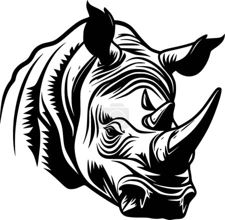 Rhinocéros - icône isolée en noir et blanc - illustration vectorielle