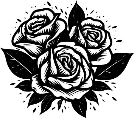Roses - black and white vector illustration