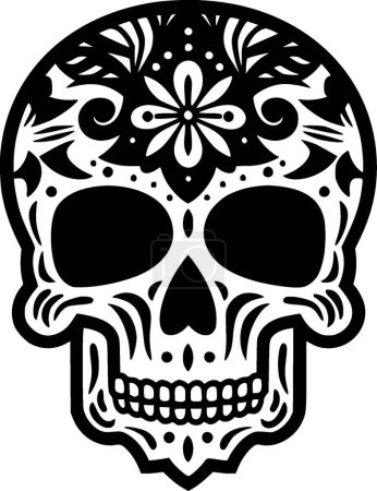 Crâne - illustration vectorielle en noir et blanc