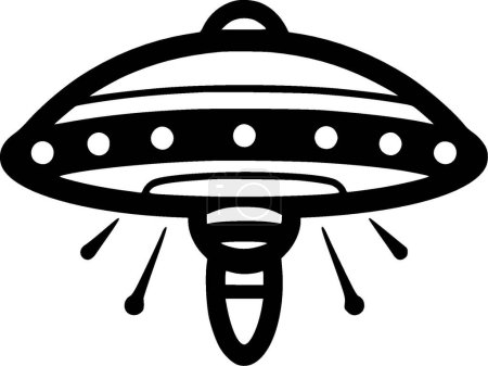 Ufo - schwarz-weißes Icon - Vektorillustration